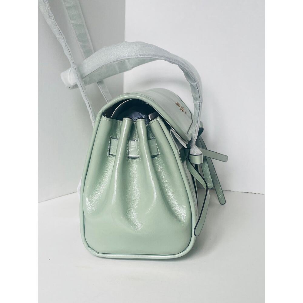 Coach Bridget Flap Shoulder Bag With Bows Light Pistachio Crinkle Leather CDY94 - Picture 7 of 16